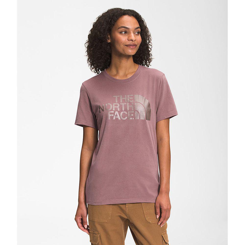 The North Face Κοντό Μανίκι Half Dome Cotton Γυναικεια T Shirt - Ανοιχτο Μωβ (FZTR37026)